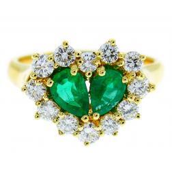 Graff Emerald Diamond Yellow Gold Heart Ring