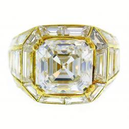 Vintage Sabbadini Diamond Yellow Gold Ring, 3.23 Carat GIA