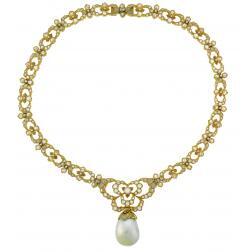 Vintage Buccellati Necklace 18k Gold Pearl Diamond Jewelry