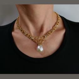 Vintage Buccellati Necklace 18k Gold Pearl Diamond Jewelry