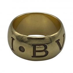 Vintage Bulgari Yellow Gold Logo Band Ring, Size 55