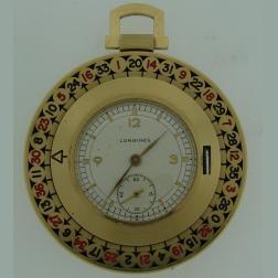 Vintage Longines 14k Yellow Gold Roulette Pocket Watch Retro