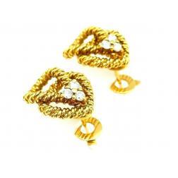 Boucheron Vintage Cable Twist Yellow Gold Diamond Earrings