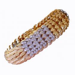 Vintage 18k Yellow Gold Diamond Bracelet