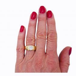 Vintage 18k Gold Diamond Gypsy Ring Signed WB