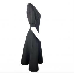 Christian Dior Black Wool Midi Dress, Size 6