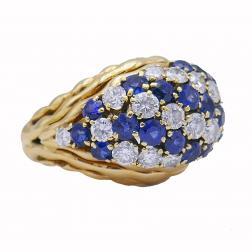Vintage Boucheron Ring 18k Gold Diamond Sapphire Jewelry