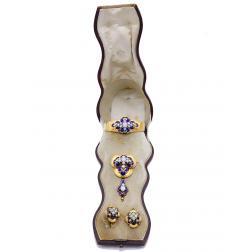 Antique French Victorian Bracelet Earrings Brooch 18k Gold