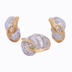 Carati Vintage Ring Earrings 18k Gold Diamond Set Estate