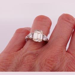 Vintage Diamond Platinum Three-Stone Ring Estate Jewelry