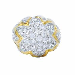 Vintage Bombe Ring 18k Gold Diamond Jewelry Signed MJI