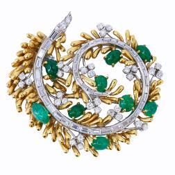 Vintage David Webb Brooch Pendant 18k Gold Gems Jewelry