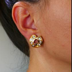 Vintage Pomellato Earrings Diamond 18k Gold Clip-on Jewelry