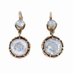 Antique Victorian Earrings 14k Gold Diamond Estate Jewelry