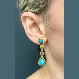 Gold  Turquoise  Dangle  Earrings