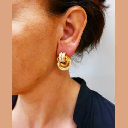 Vintage Earrings 18k Gold Diamond French Estate Jewelry