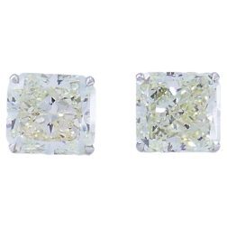 Diamond Stud Earrings 14k White Gold Estate 5+ ct ea GIA