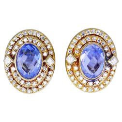 Vintage Faraone Sapphire Earrings 18k Gold Estate Jewelry