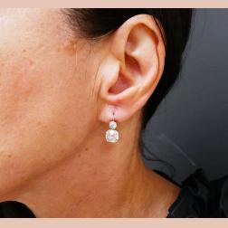 Art Deco Earrings Platinum Diamond Dangle Antique Cut
