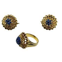 Vintage Tiffany & Co. 14k Gold Sapphire Diamond Set